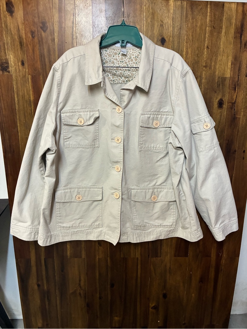 IZOD Woman Casual Women's Beige Utility Jacket (2X)